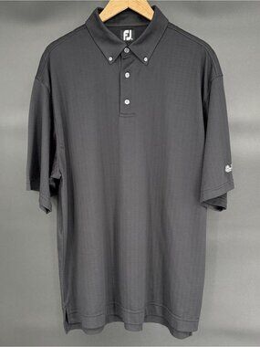 FootJoy Men's Black Golf Polo Shirt XL Blue Ash Golf Course Logo Sporty Preppy
